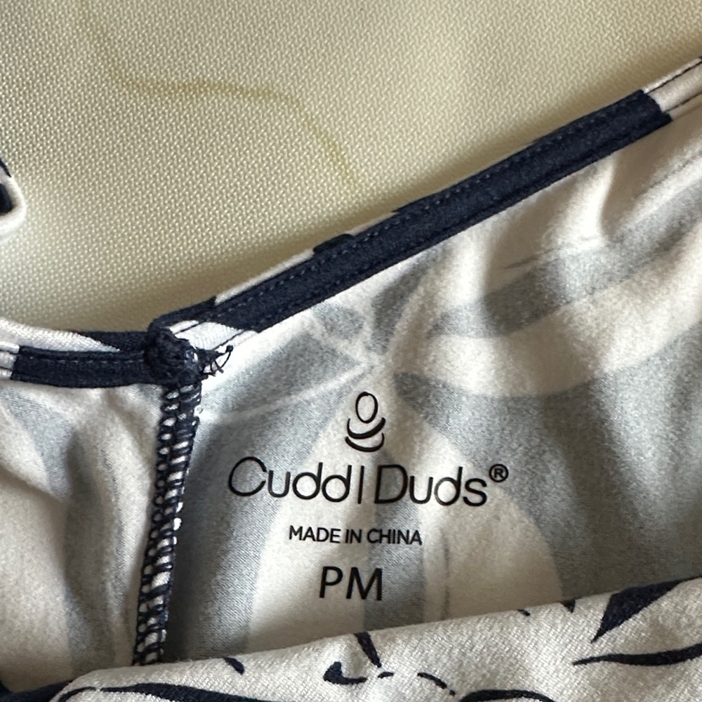 Cuddl Duds Navy & White sleeveless one-piece jumpsuit - Picture 2 of 9